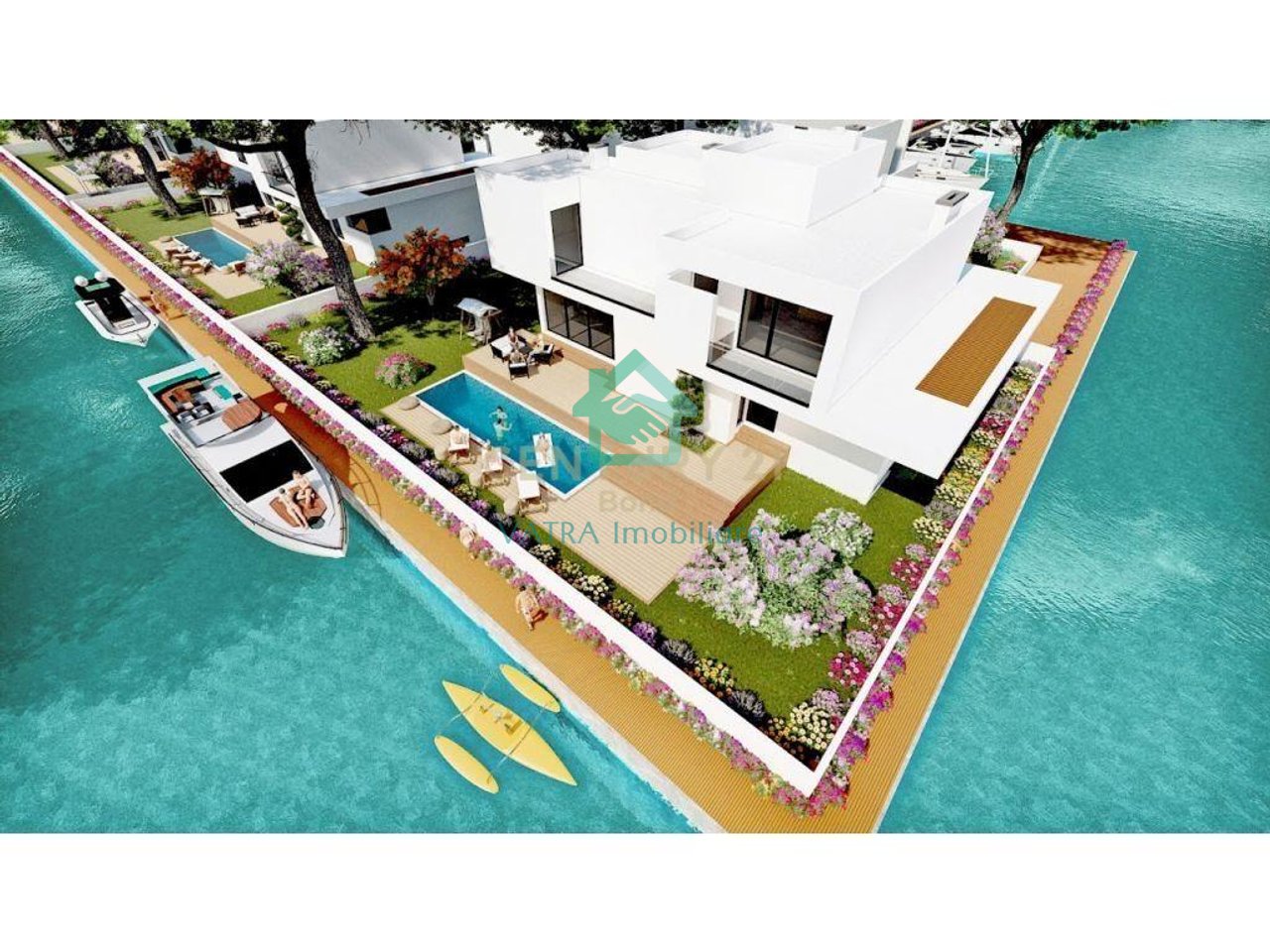 Vilë elitare individuale me 3 kate, 4 dhoma gjumi+1sallon+4tualete Në Shitje në Turquoise Marina Complex, Hamallaj, Gjiri i Lalzit, Durrës - 785,000€ | 295 m²