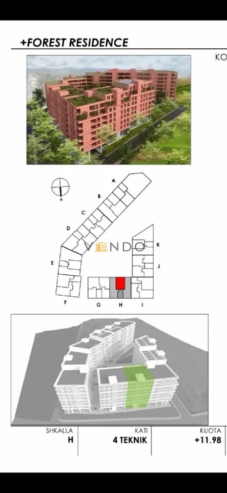 Apartment 1+1 for sale in Shkoze / +Forest Residenc