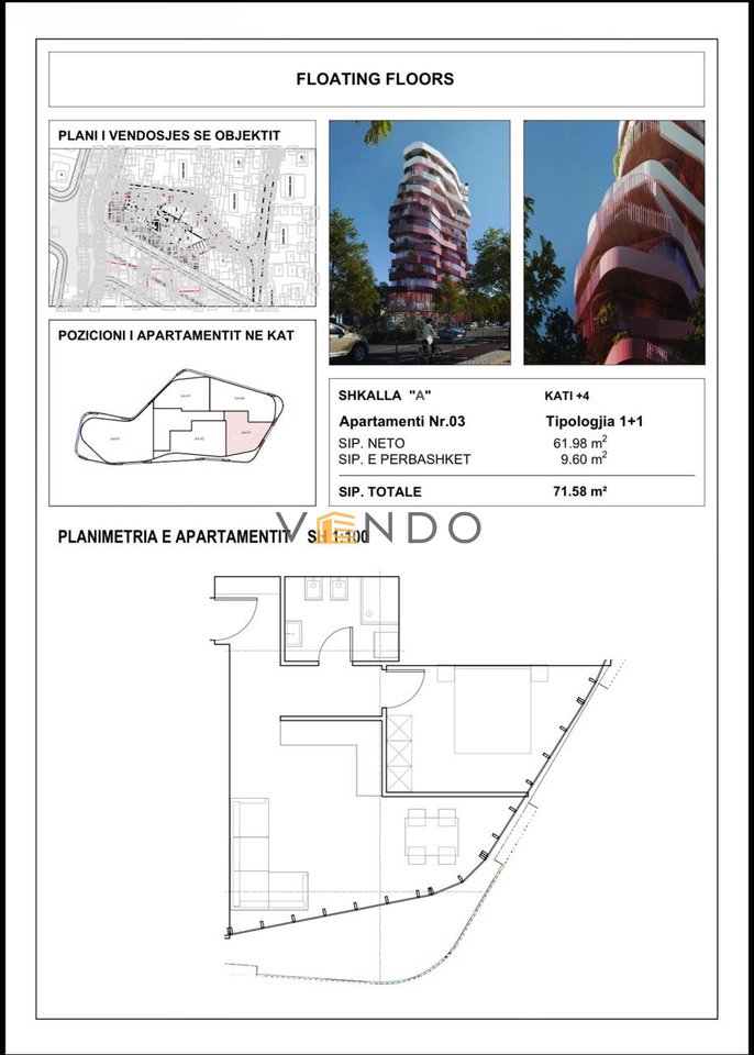Shitet Apartament 1+1 tek Qytet Studenti, rruga Kristaq Capo/ Rezidenca Floating Floors