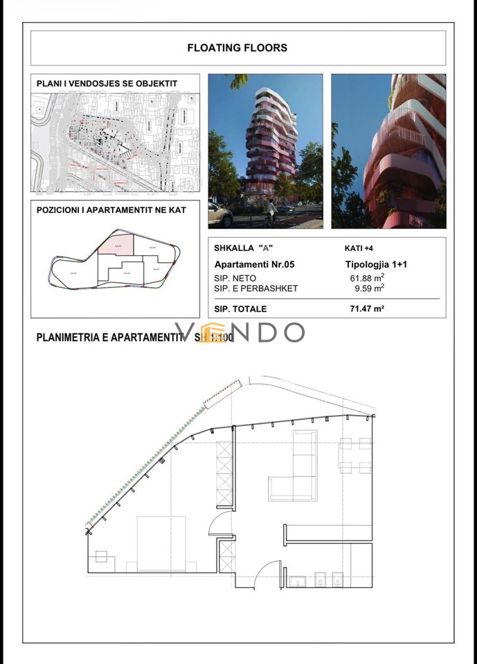 Shitet Apartament 1+1 tek Qytet Studenti, rruga Kristaq Capo/ Rezidenca Floating Floors